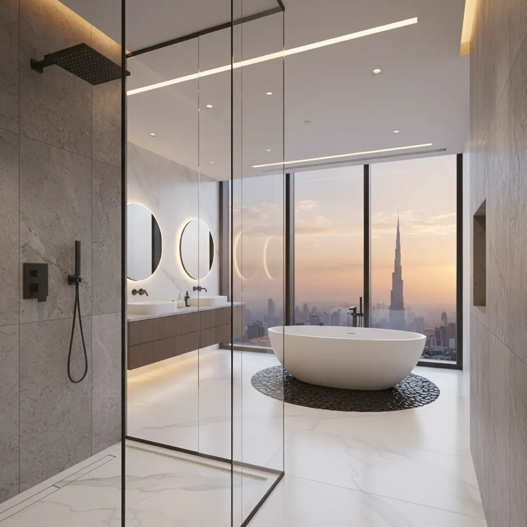 A modern solid wooden front Door & Window Installation in Dubai on a villa by Lime Hut-01