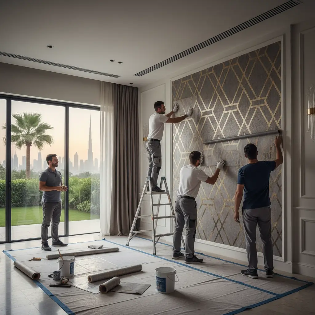 A bright, modern living room after a professional interior Painting Services in Dubai-01